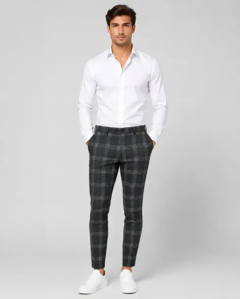 Pantalon Carreaux Élégance Fit