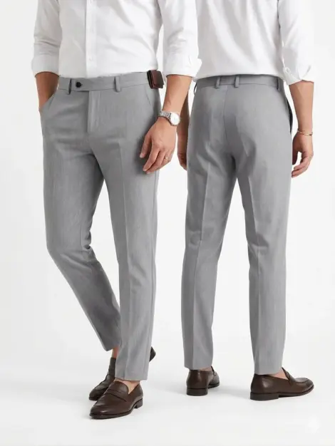 Pantalon chinos uni homme coupe droite classique, avec bouton à la taille