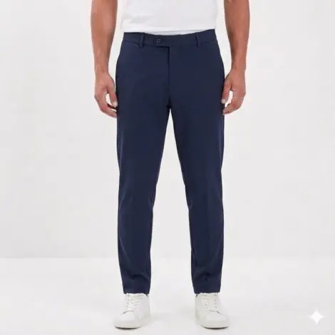 Pantalon chinos uni homme coupe droite classique, avec bouton à la taille