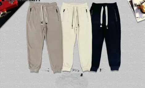 Pantalon homme uni avec cordon et serrage à la cheville
