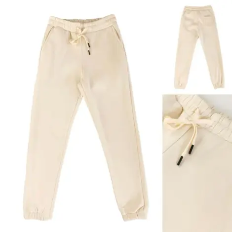 Pantalon jogging uni homme avec cordon de serrage à la taille et aux chevilles