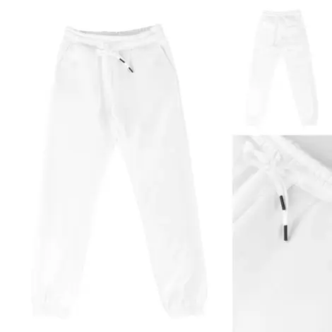 Pantalon jogging uni homme avec cordon de serrage à la taille et aux chevilles