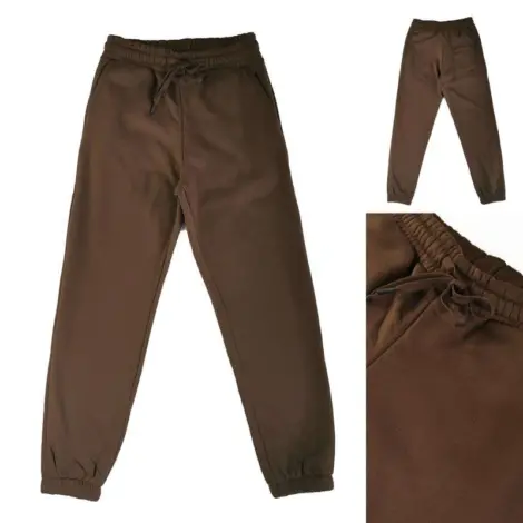 Pantalon jogging uni homme avec cordon de serrage à la taille et aux chevilles