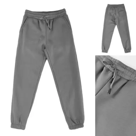 Pantalon jogging uni homme avec cordon de serrage à la taille et aux chevilles