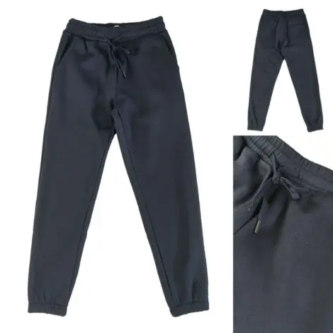 Pantalon jogging uni homme avec cordon de serrage à la taille et aux chevilles