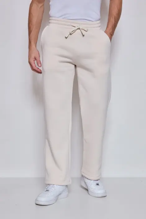 Pantalon jogging uni homme avec cordon de serrage à la taille