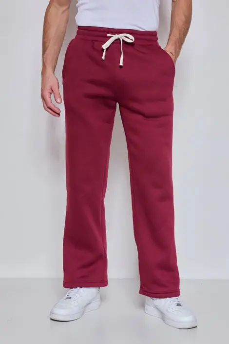 Pantalon jogging uni homme avec cordon de serrage à la taille