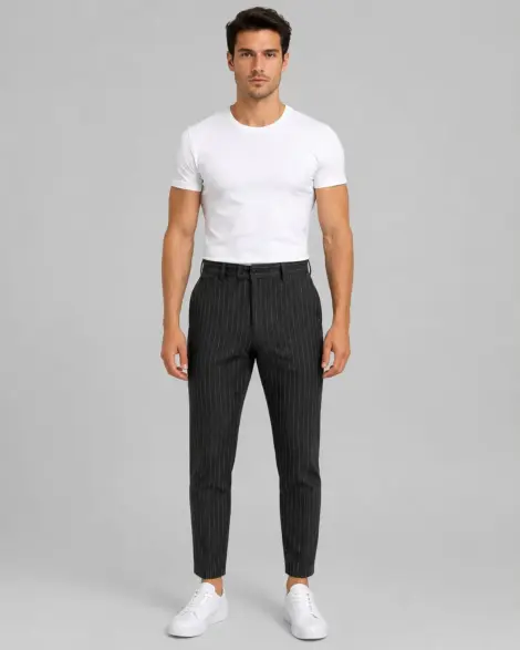 Pantalon Rayures Gris Chic