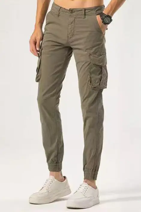Pantalon uni cargo homme