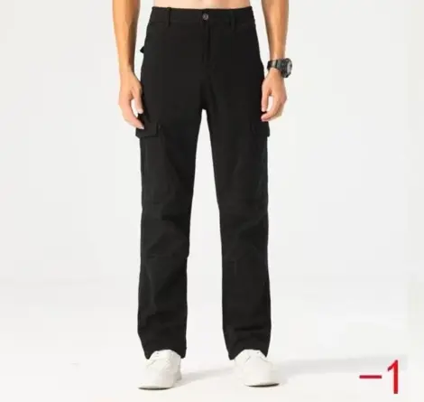 Pantalon uni Homme cargos à poches coupe droite