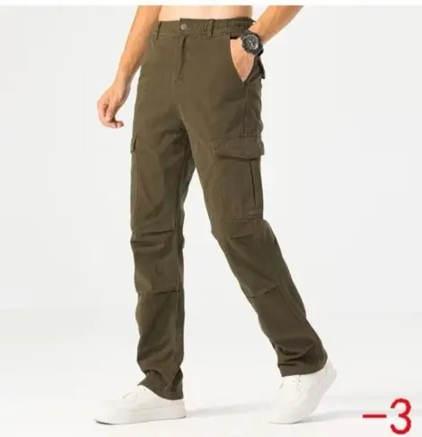 Pantalon uni Homme cargos à poches coupe droite