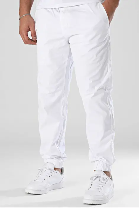 Pantalon uni homme simple blanc coupe regular
