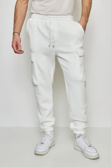 PANTALONS JOGGING CARGO UNI HOMME COTON CORDON SERRAGE