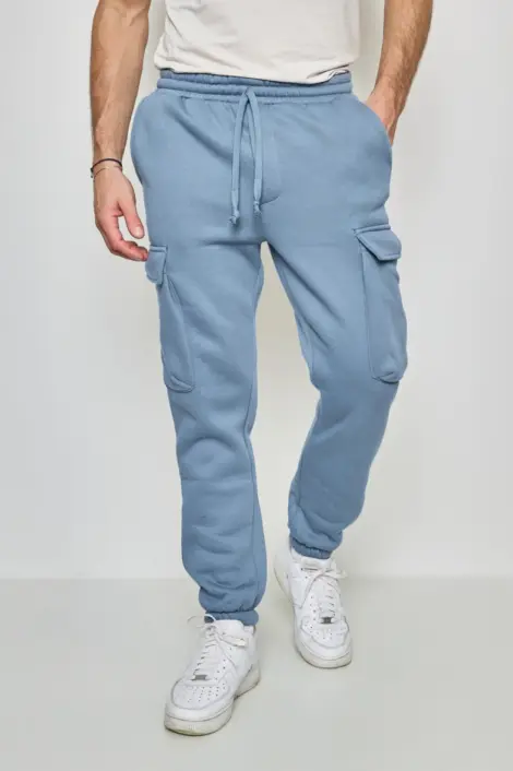 PANTALONS JOGGING CARGO UNI HOMME COTON CORDON SERRAGE