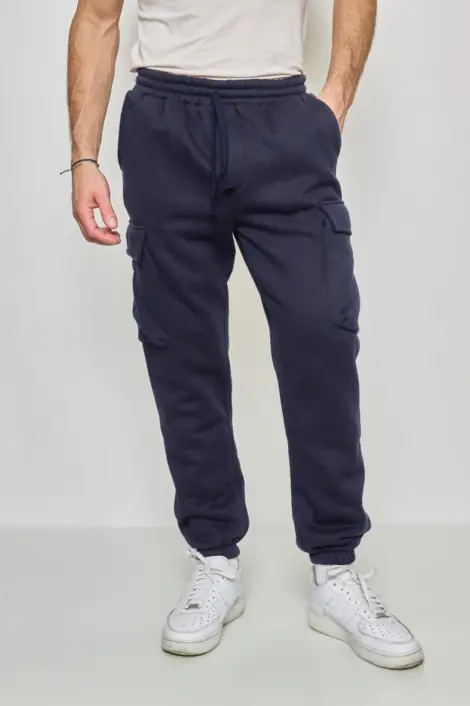 PANTALONS JOGGING CARGO UNI HOMME COTON CORDON SERRAGE