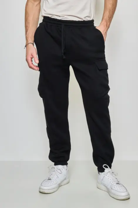 PANTALONS JOGGING CARGO UNI HOMME COTON CORDON SERRAGE