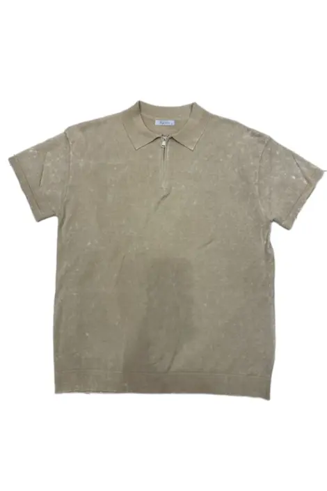 Polo homme effet délavé à zip
