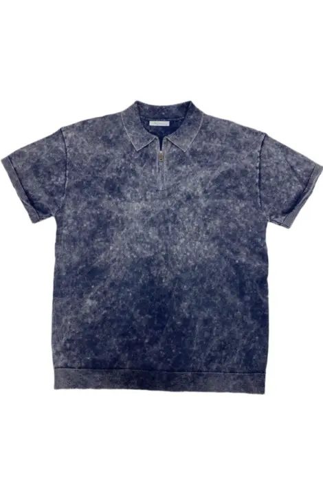 Polo homme effet délavé à zip