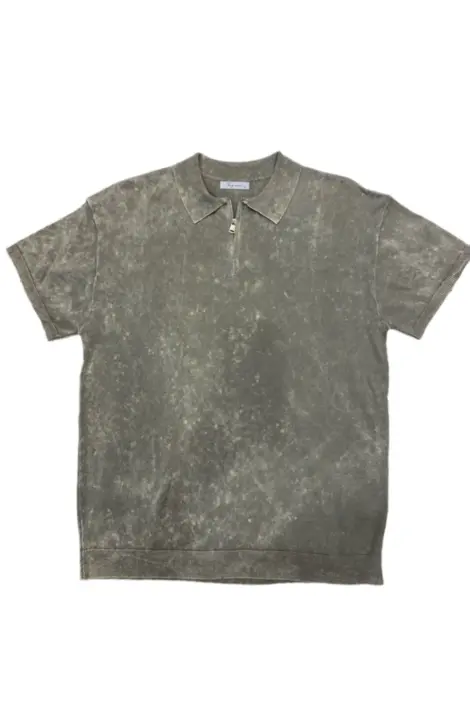 Polo homme effet délavé à zip