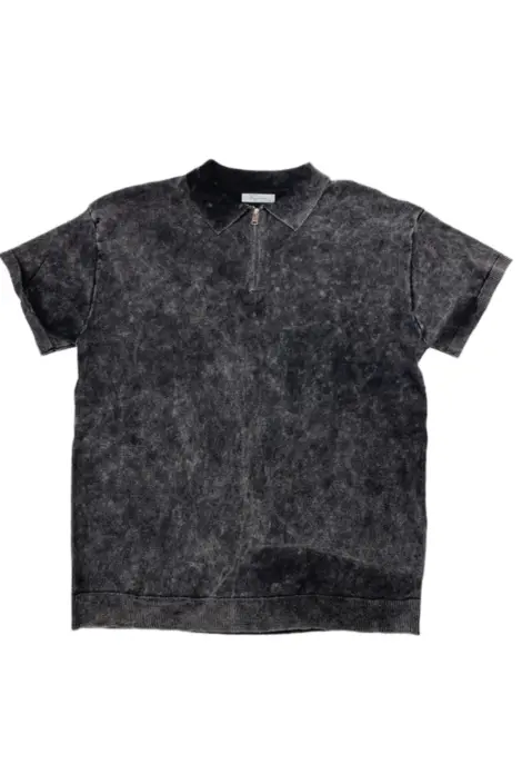 Polo homme effet délavé à zip