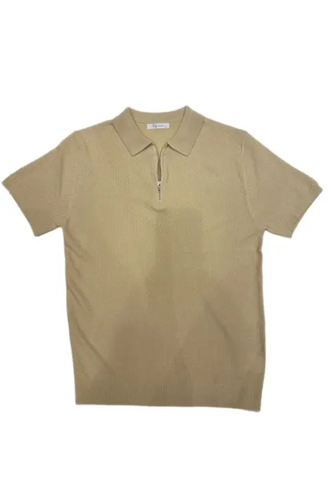 Polo homme effet maille à zip