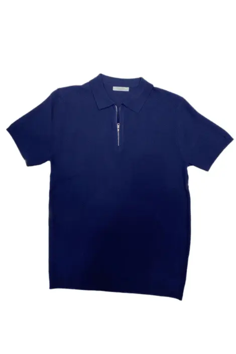 Polo homme effet maille à zip