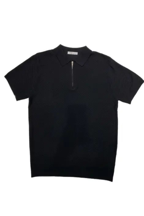 Polo homme effet maille à zip