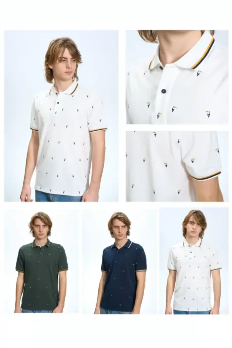 Polo homme motif "toucan"