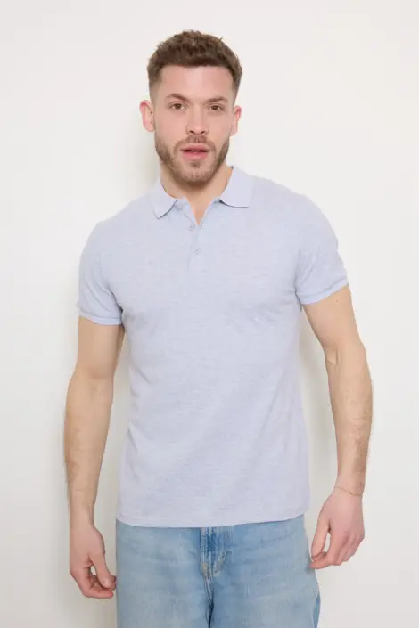Polo homme uni à col boutonné