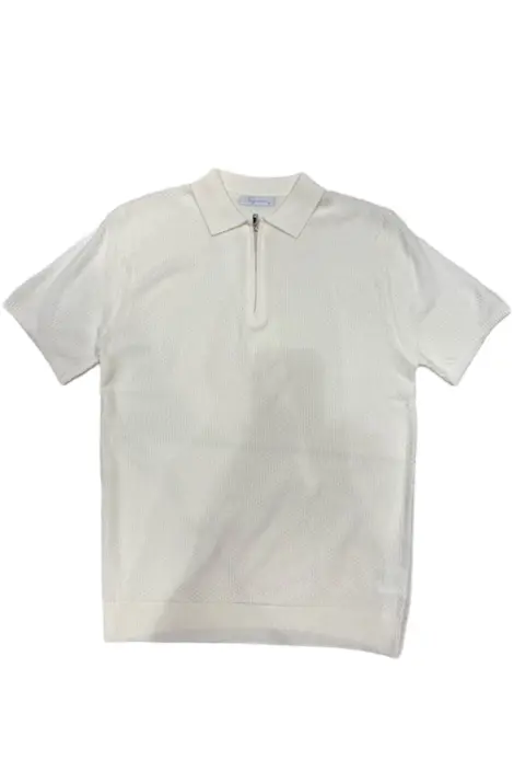 Polo homme uni à col zippé effet maille