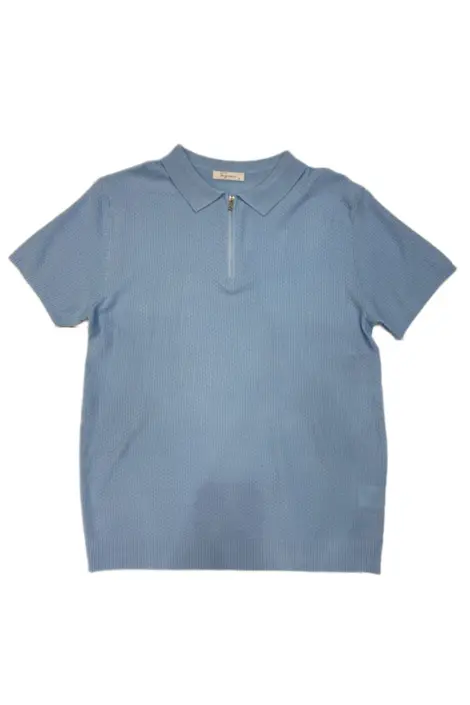 Polo homme uni à col zippé effet maille