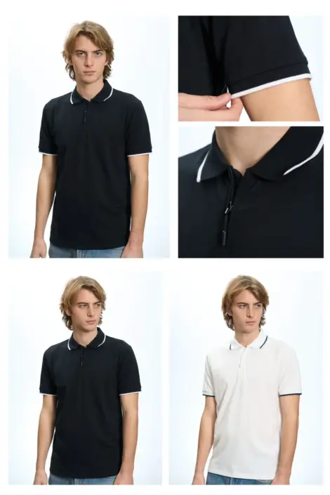 Polo homme uni simple avec zip