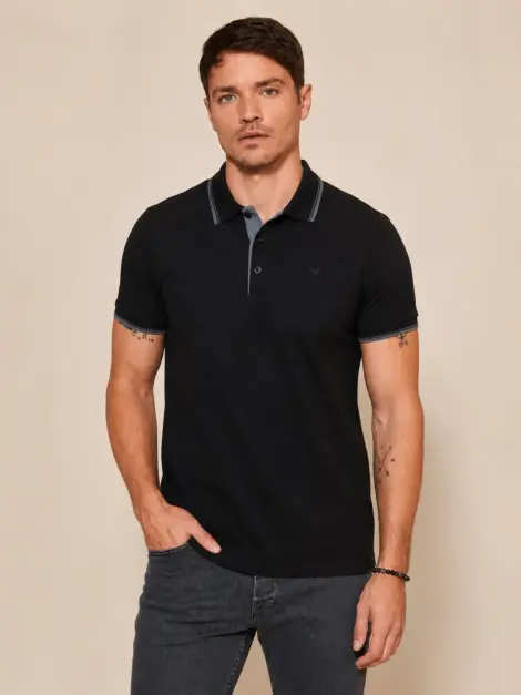 Polo Noir Col Contrast Chic