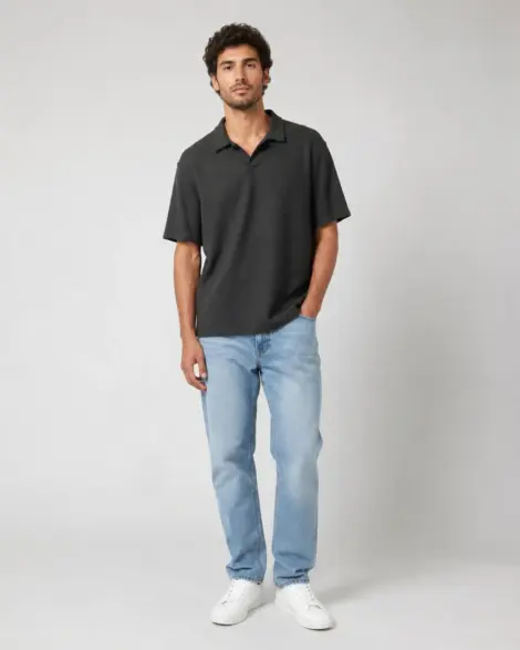 Polo Noir Texturé