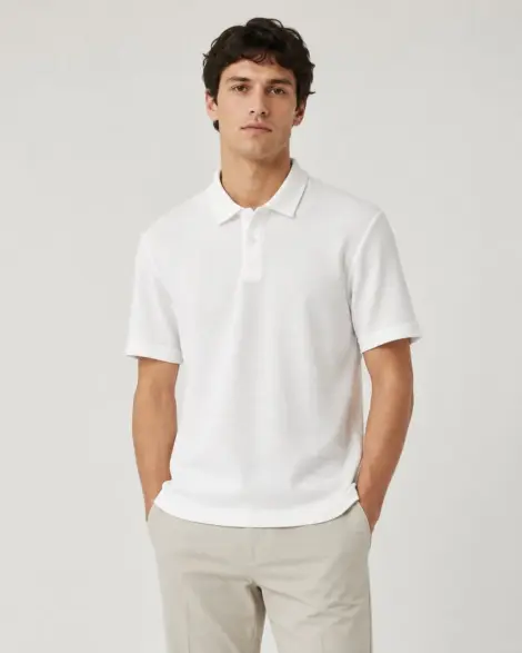 Polo Texturé Blanc