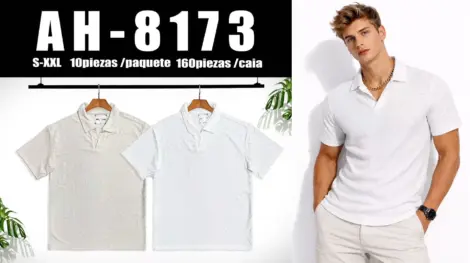 Polo uni homme à col ouvert et texturé