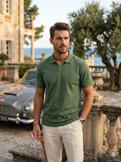 Polo uni Homme col imprimé