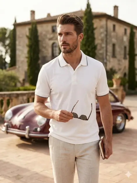 Polo uni Homme col rayé