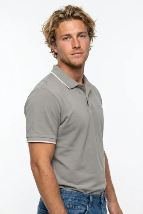 Polo uni Homme col rayé