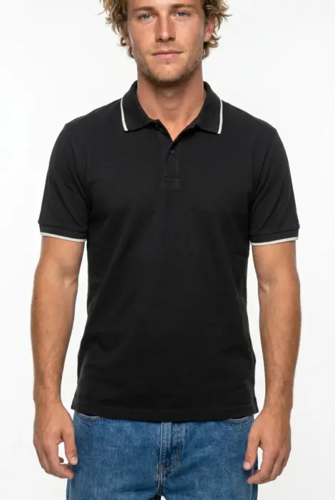 Polo uni Homme col rayé