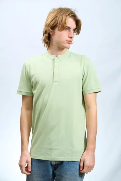 Polo uni simple homme col officier