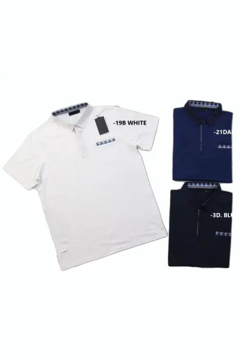 Polos homme uni simple bords à carreaux