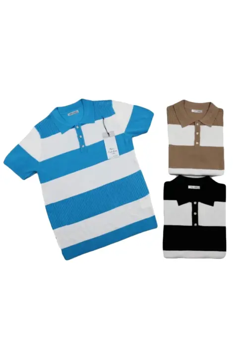 Polos rayure manches courtes col revers
