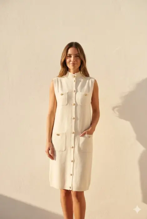 Robe maille sans manches Signature Atelier