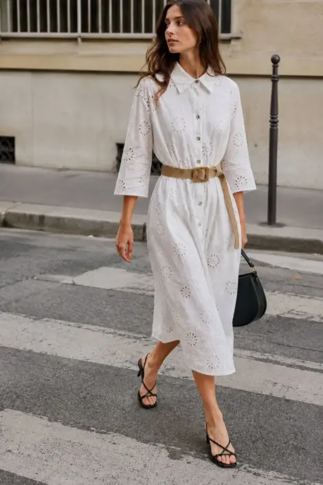 Robe manches mi longues broderie anglaise