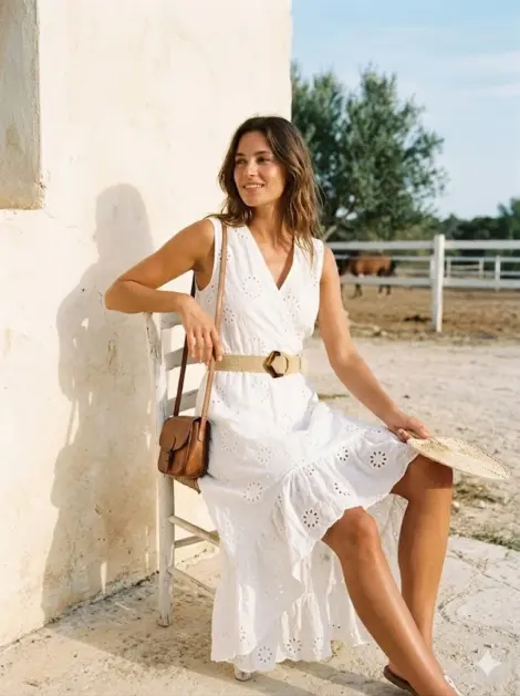 Robe sans manches broderie anglaise