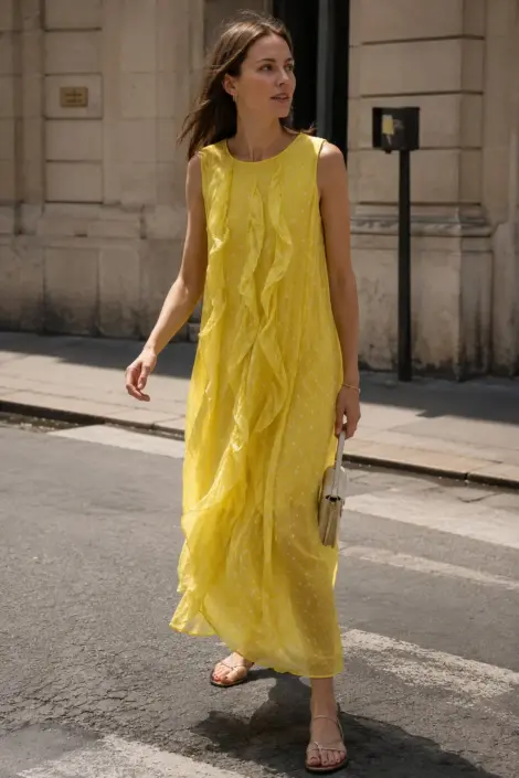 Robe sans manches en soie