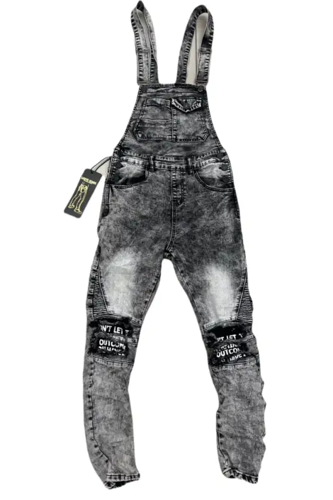 Salopette en jean homme effet usé délavé