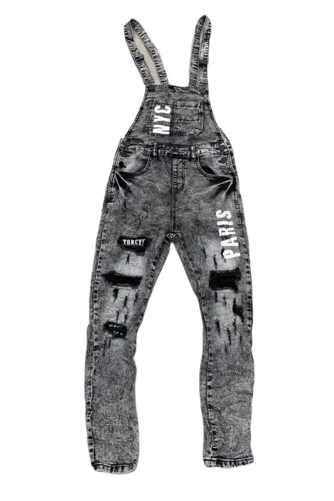 Salopette en jean homme effet usé délavé
