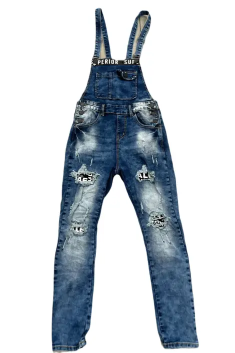 Salopette en jean homme effet usé délavé